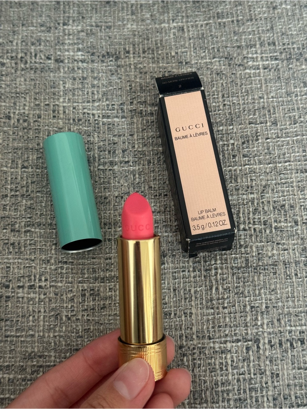 Gucci no more orchids Coral Pink Lip Balm Stick with Gold Tube